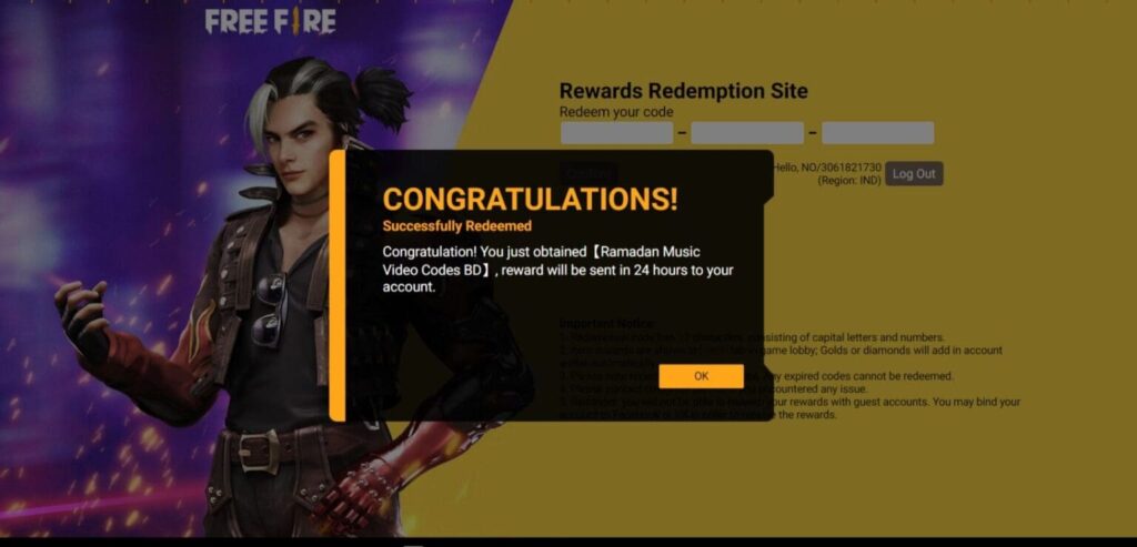 Free Fire Swri Redeem 